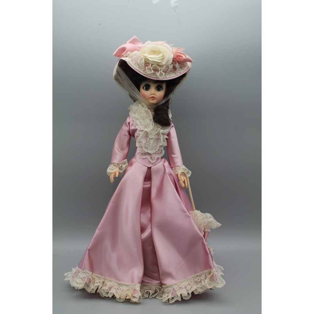 Boutique Doll Corp. Sleepy Eyes Pink Dress Brown Hair West Palm Beach Fl. 17"